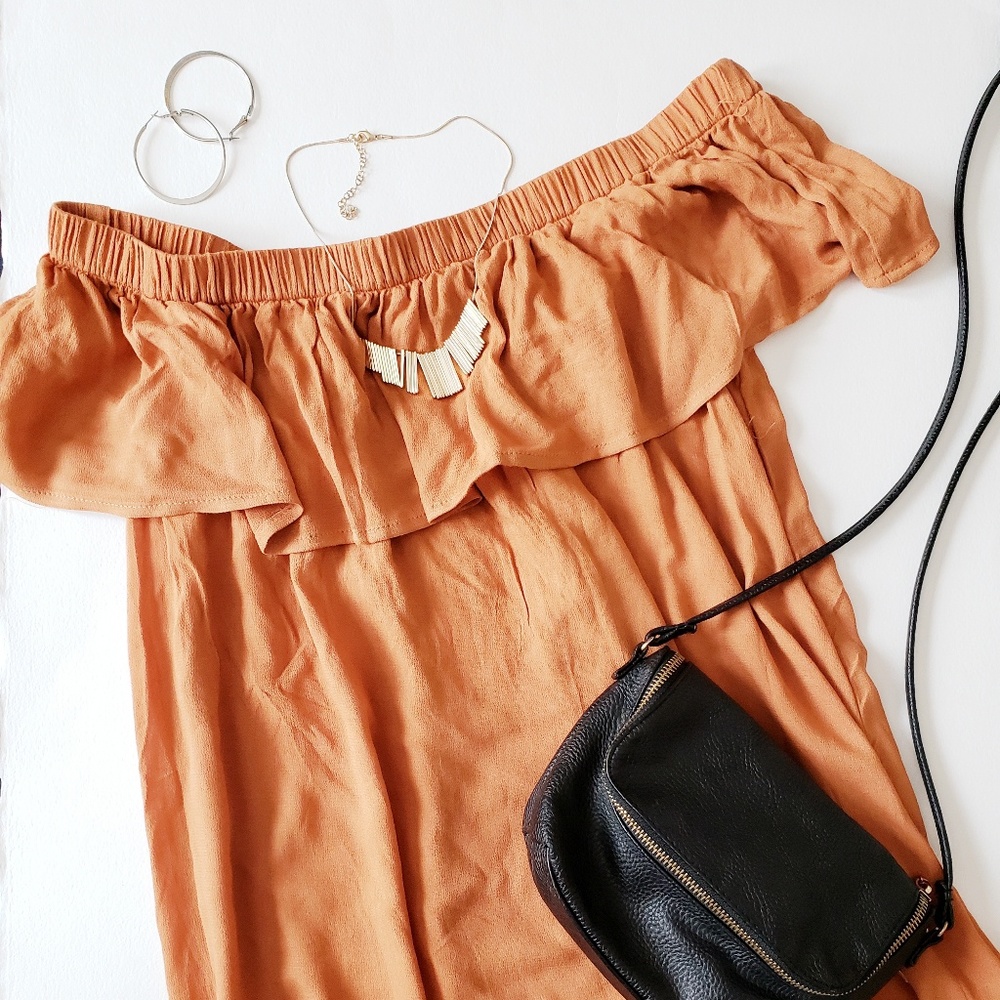 F21 Off Shoulder Flounce Mini Dress